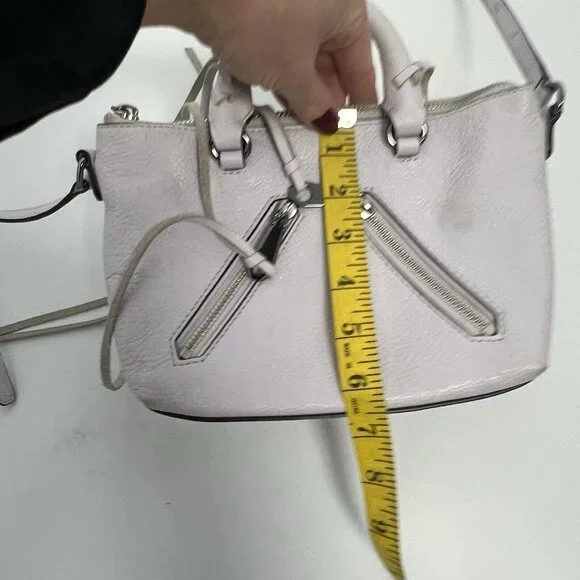 Rebecca Minkoff Purse Micro Moto Satchel Leather Fringe Crossbody Off White - Picture 10 of 15